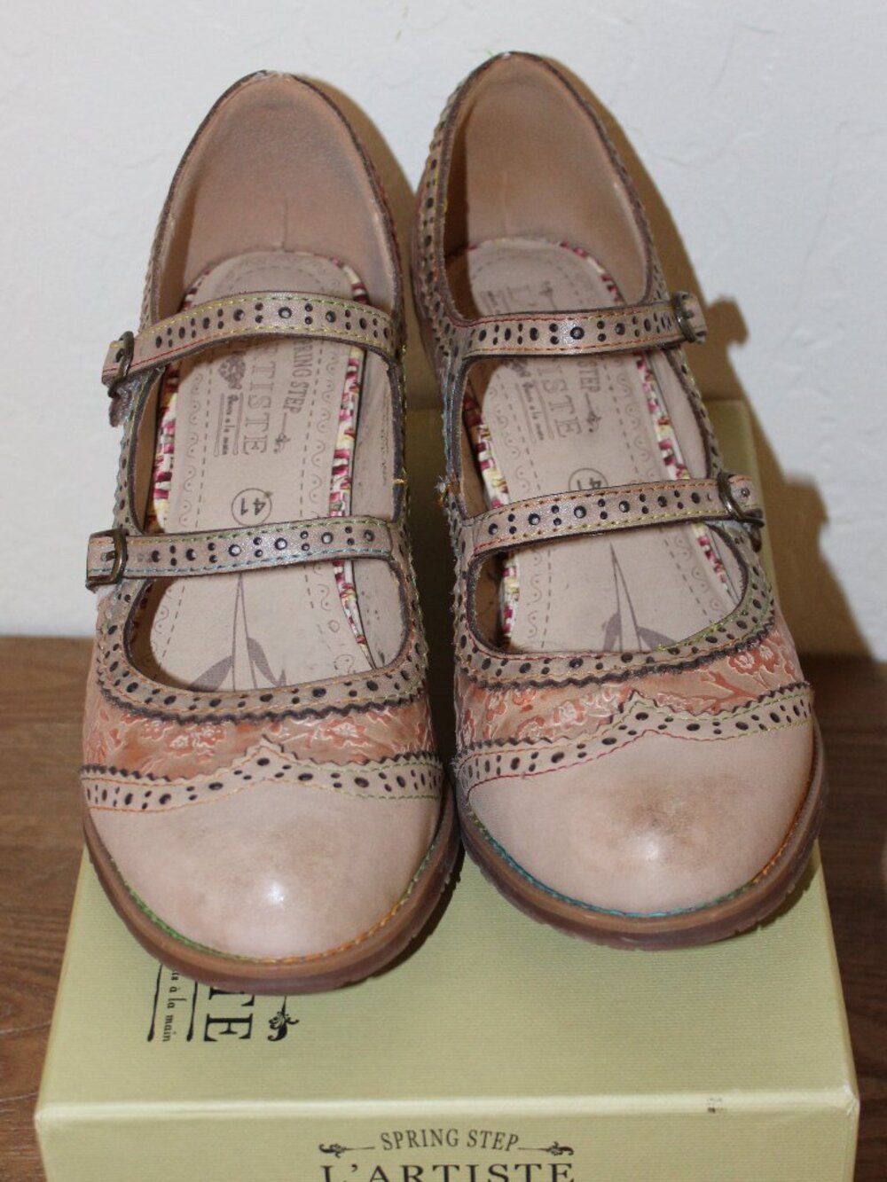 NIB L’Artiste by Spring Step Gaviria Beige Leather Mary Jane Heels Size 41 / US - Picture 2 of 6